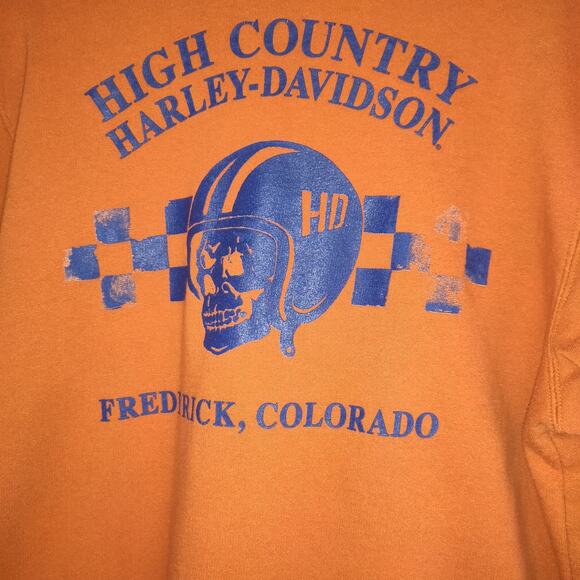 Harley Davidson Hoodie Sweatshirt Pullover Adult Orange Colorado Fanatics M - Picture 8 of 16